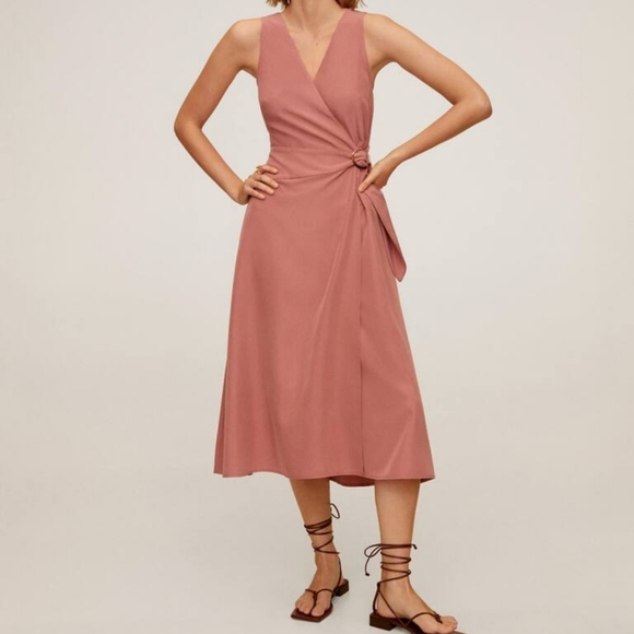 NEW WITH TAG MANGO CARA DRESS MUTED PINK SIZE 2 - Picture 3 of 9